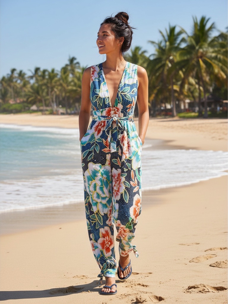 Mara Hoffman Swim Wrap Back Jumpsuit In Arcadia Indigo Size S